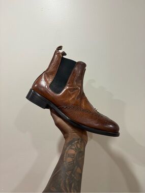 Classic Brogue Leather Chelsea Boots